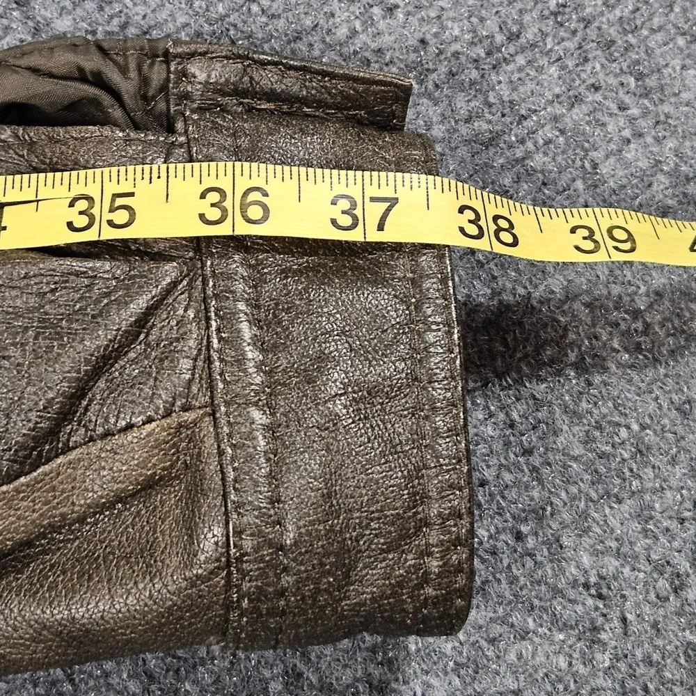 Phase 2 Leather Jacket 2XL Brown Plaid Lined‎ Zip Pockets Vintage Grunge